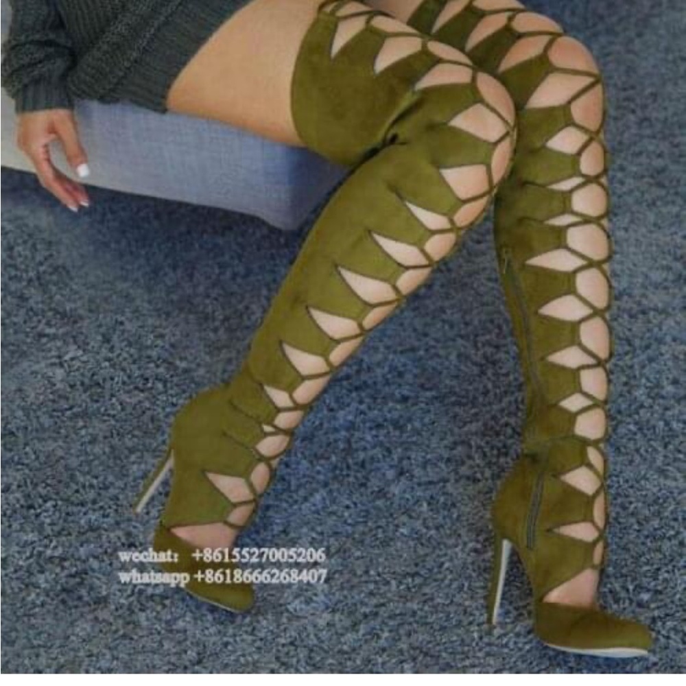 THE LOUD FACTORY  Stylish Olive Green Over-the-Knee HEELS SIZE 9